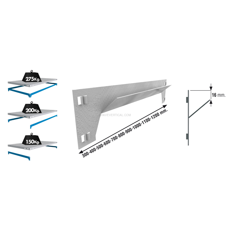 Acessório para Sistema de Arrumação LARGUERO SCLICK 700 Galvanizado - 700 x 57 x 32 mm
