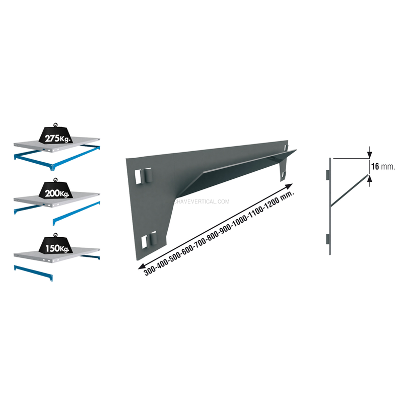 Acessório para Sistema de Arrumação LARGUERO SCLICK 800 Cinzento - 800 x 57 x 32 mm