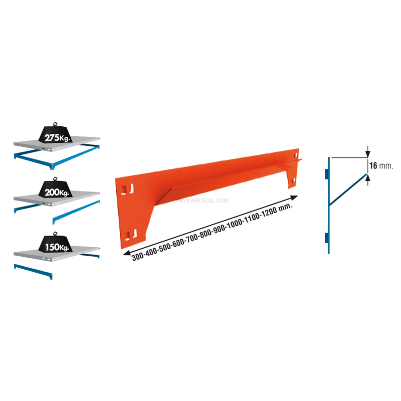 Acessório para Sistema de Arrumação LARGUERO SCLICK 800 Laranja - 800 x 57 x 32 mm