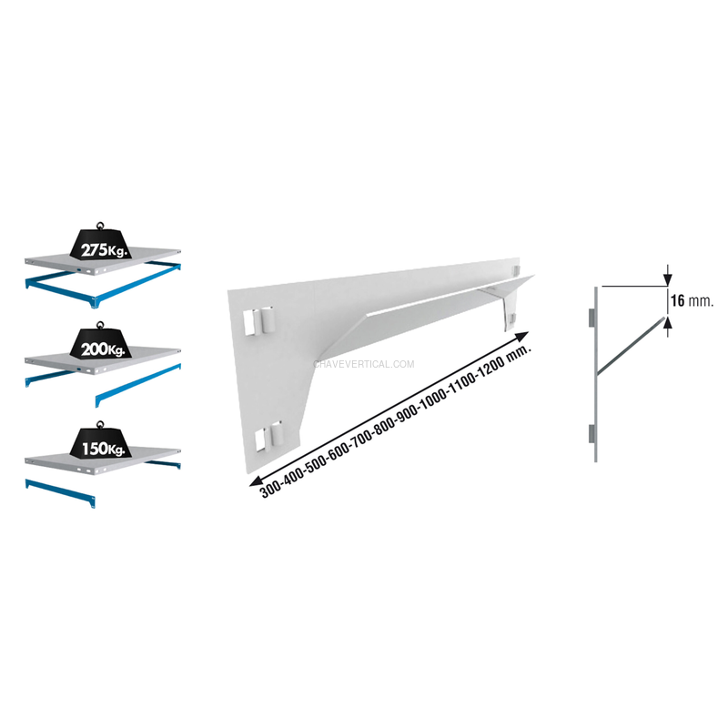 Acessório para Sistema de Arrumação LARGUERO SCLICK 900 Branco - 900 x 57 x 32 mm