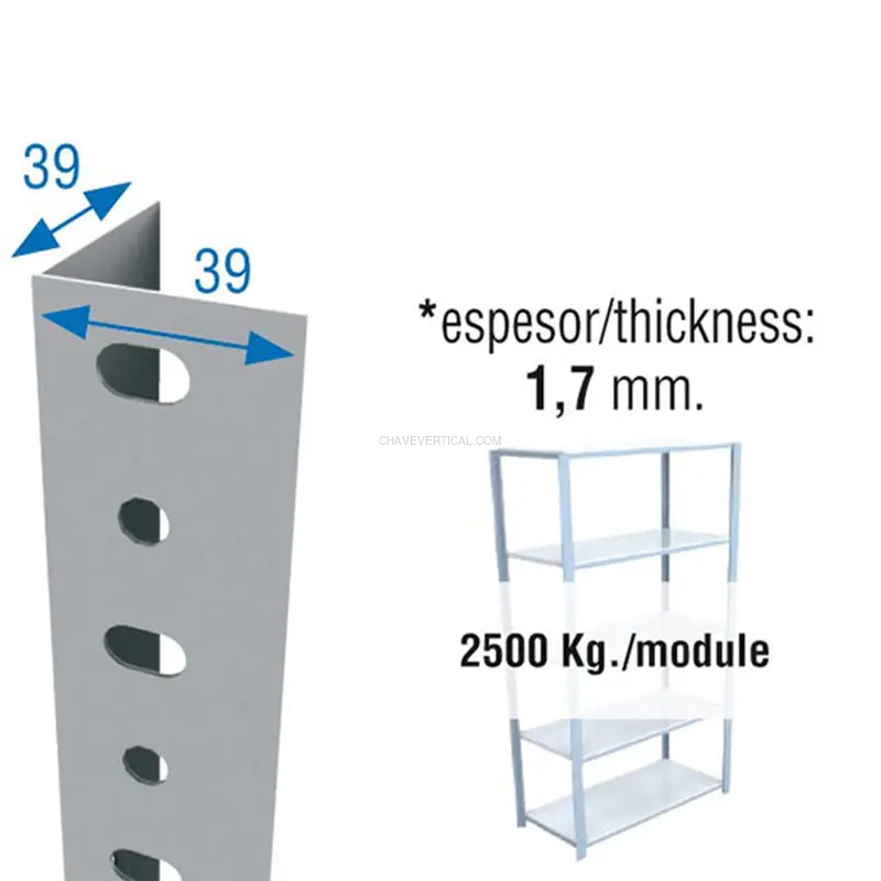 Acessório para Sistema de Arrumação PACK 10 PERFIL SCLASSIC P/40 2000 Branco - 2000 x 45 x 45 mm
