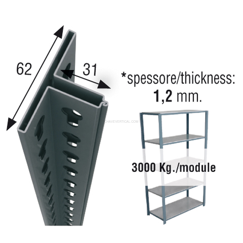Acessório para Sistema de Arrumação PERFIL OFFICLICK 1000 Cinzento - 1000 x 62 x 31 mm