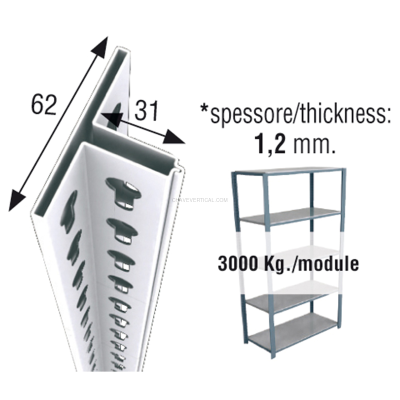 Acessório para Sistema de Arrumação PERFIL OFFICLICK 1500 Branco - 1500 x 62 x 31 mm