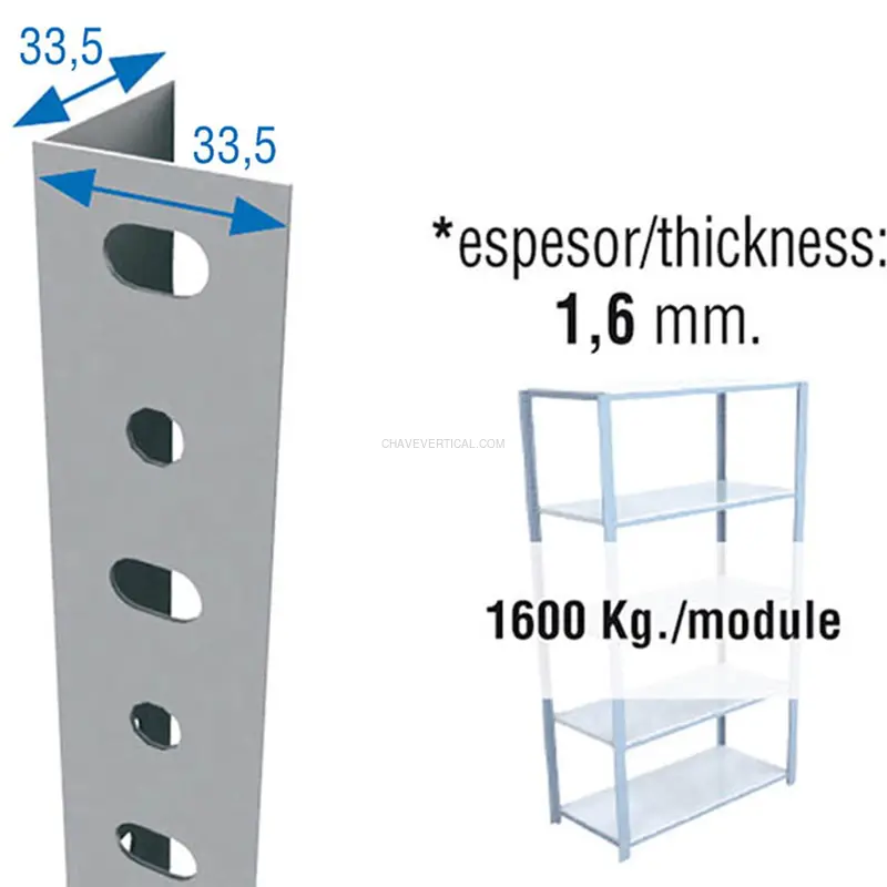Acessório para Sistema de Arrumação PERFIL SCLASSIC P/35 2000 Branco - 2000 x 33,5 x 33,5 mm