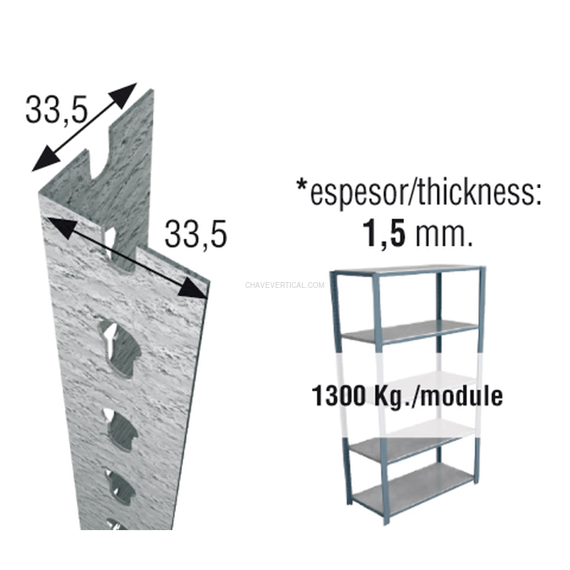 Acessório para Sistema de Arrumação PERFIL SCLICK P/35 2500 Galvanizado - 2500 x 33,5 x 33,5 mm