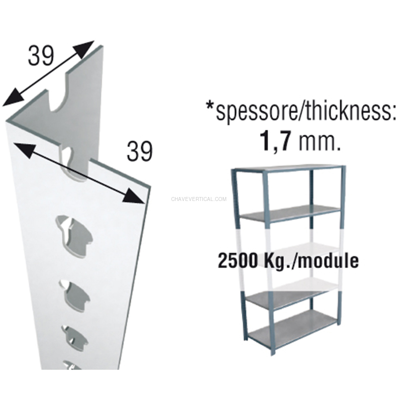 Acessório para Sistema de Arrumação PERFIL SCLICK P/40 1500 Branco - 1500 x 39 x 39 mm
