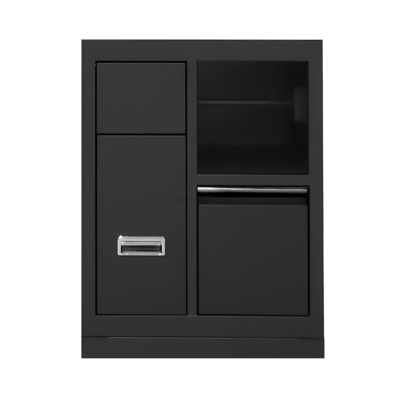 Armário com 3 Gavetas e Suporte para Rolo de Papel - Preto JBM