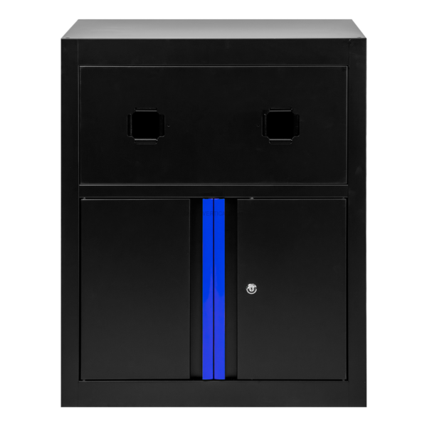 Armário com Carretéis de Ar Comprimido e Elétricos – Azul JBM
