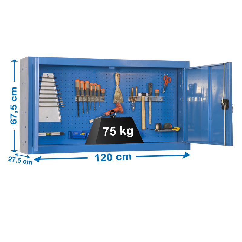 Armário de Ferramentas CABINET TOOLS Montado 650X1200MM AZUL - 650 x 1200 x 275 mm