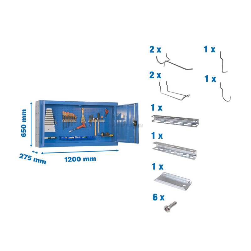 Armário de Ferramentas CABINET TOOLS Montado 650X1200MM AZUL + 9 ACCS - 650 x 1200 x 275 mm