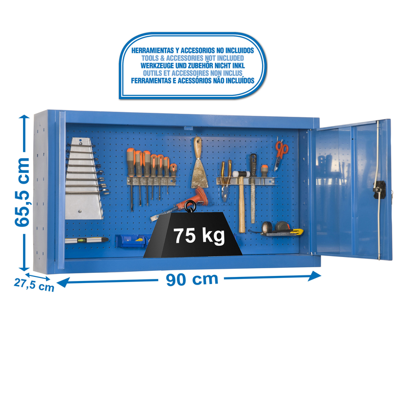 Armário de Ferramentas CABINET TOOLS Montado 650X900MM AZUL - 650 x 900 x 275 mm