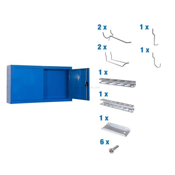 Armário de Ferramentas CABINET TOOLS Montado 650X900MM AZUL + 9 ACCS - 650 x 900 x 275 mm