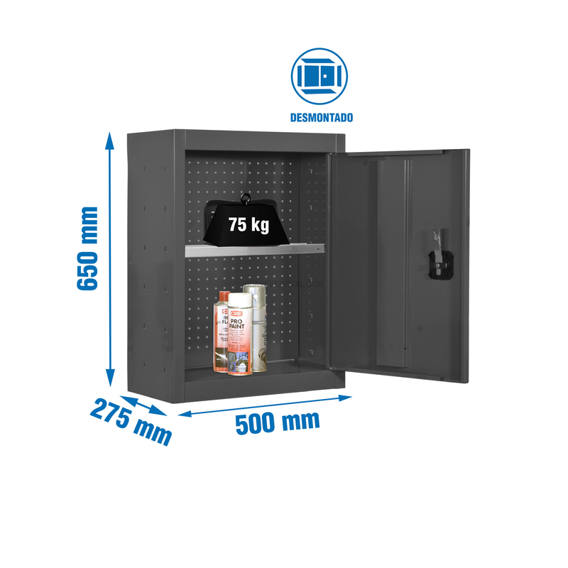 Armário de Ferramentas CABINET TOOLS SHELF Desmontado 650X500MM ANTR - 650 x 500 x 275 mm