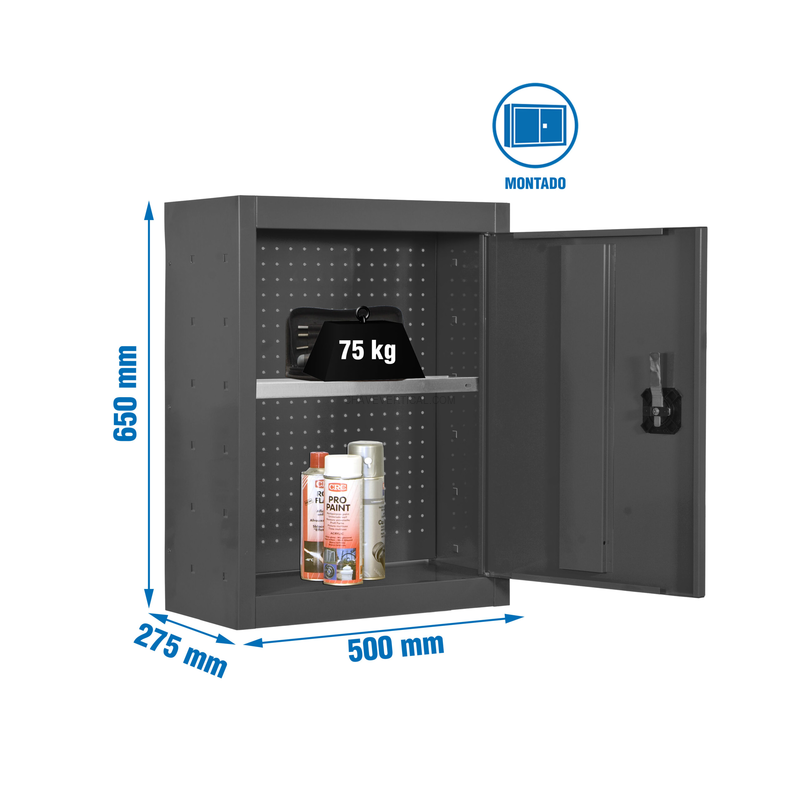 Armário de Ferramentas CABINET TOOLS SHELF Montado 650X500MM ANTR - 650 x 500 x 275 mm