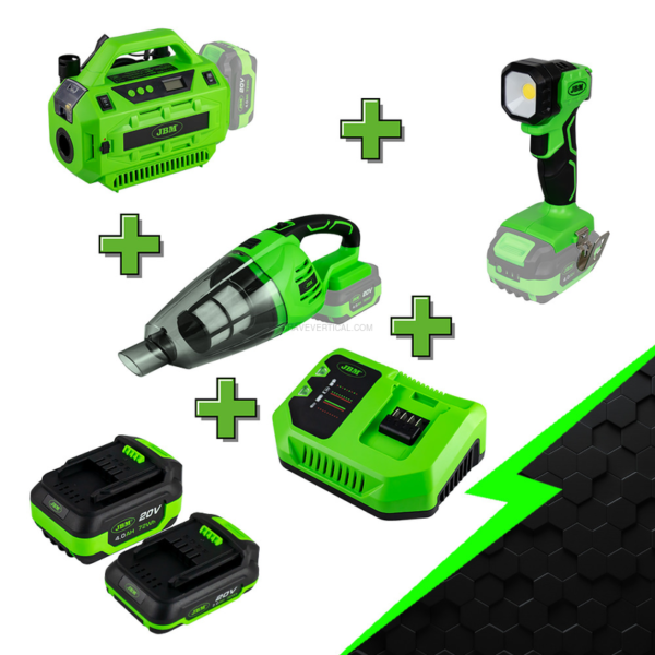 Aspirador Portátil+ Compressor + Lâmpada de Trabalho + X2 Bateria + Carregador JBM