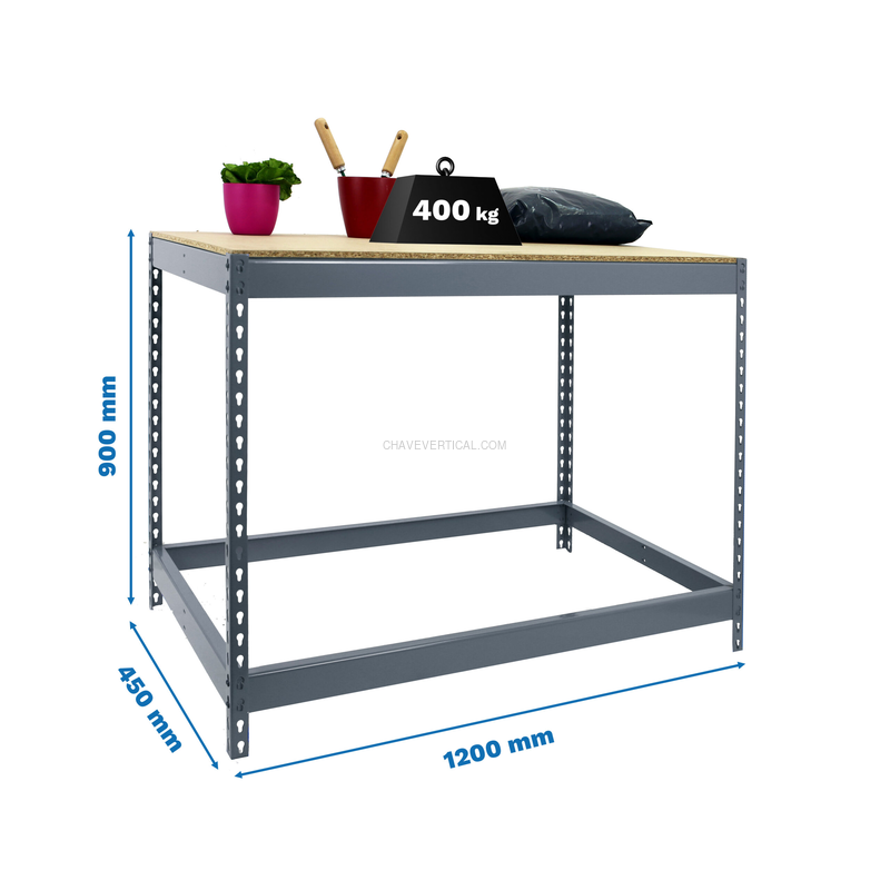 Bancada de Trabalho SIMONWORK BASIC 1 901245-1 Cinzento/Madeira - 900 x 1200 x 450 mm