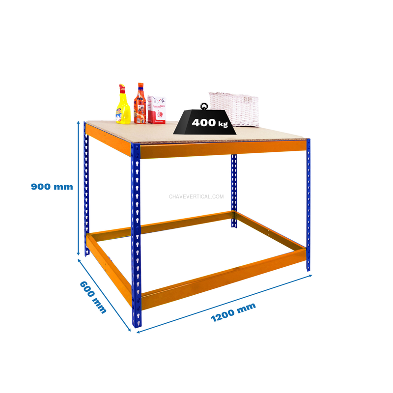 Bancada de Trabalho SIMONWORK BASIC 1 901260-1 Azul/Laranja/Madeira - 900 x 1200 x 600 mm