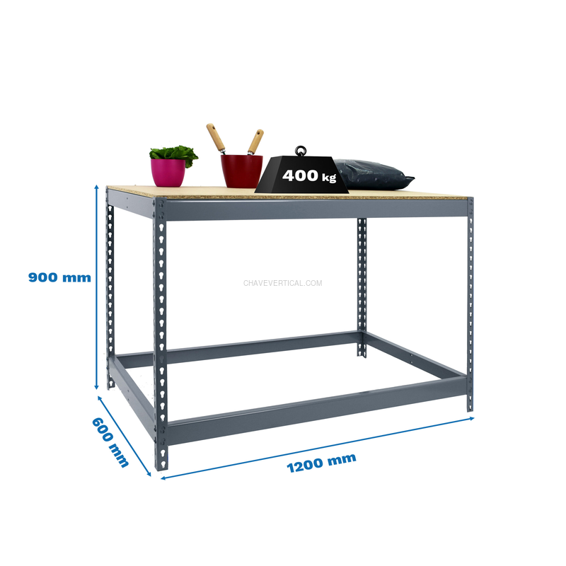 Bancada de Trabalho SIMONWORK BASIC 1 901260-1 Cinzento/Madeira - 900 x 1200 x 600 mm