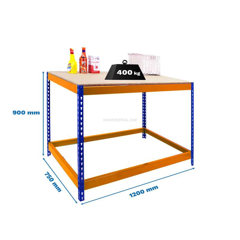 Bancada de Trabalho SIMONWORK BASIC 1 901275-1 Azul/Laranja/Madeira - 900 x 1200 x 750 mm