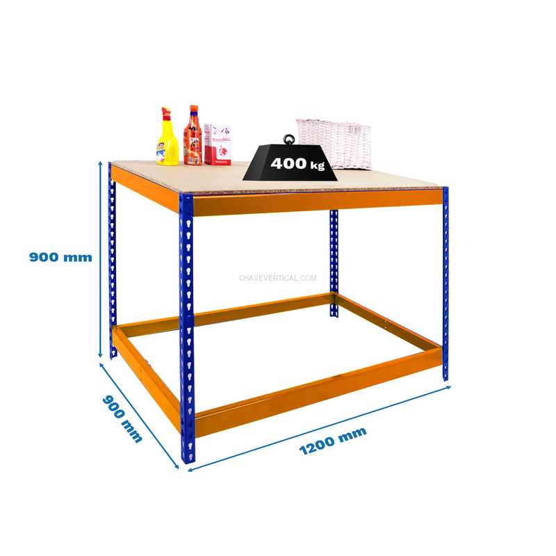 Bancada de Trabalho SIMONWORK BASIC 1 901290-1 Azul/Laranja/Madeira - 900 x 1200 x 900 mm