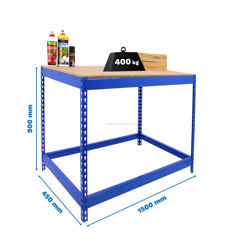 Bancada de Trabalho SIMONWORK BASIC 1 901545-1 AZUL/Madeira - 900 x 1500 x 450 mm
