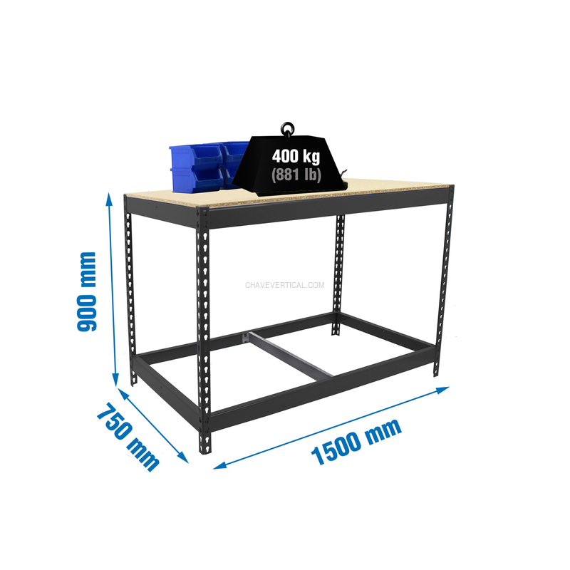 Bancada de Trabalho SIMONWORK BASIC 1 901575-1 Antracite/Madeira - 900 x 1500 x 750 mm