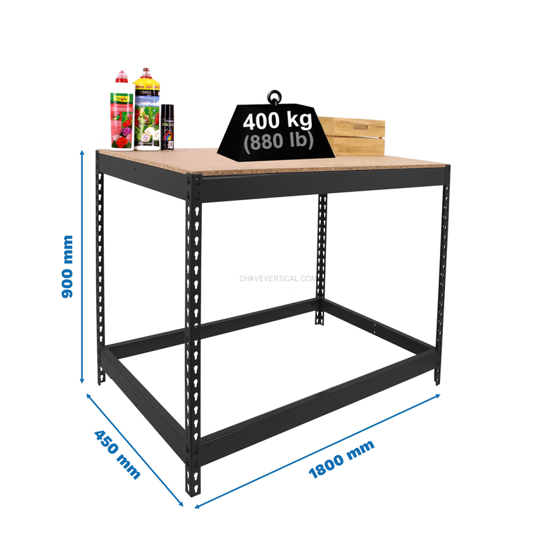 Bancada de Trabalho SIMONWORK BASIC 1 901845-1 Antracite/Madeira - 900 x 1800 x 450 mm