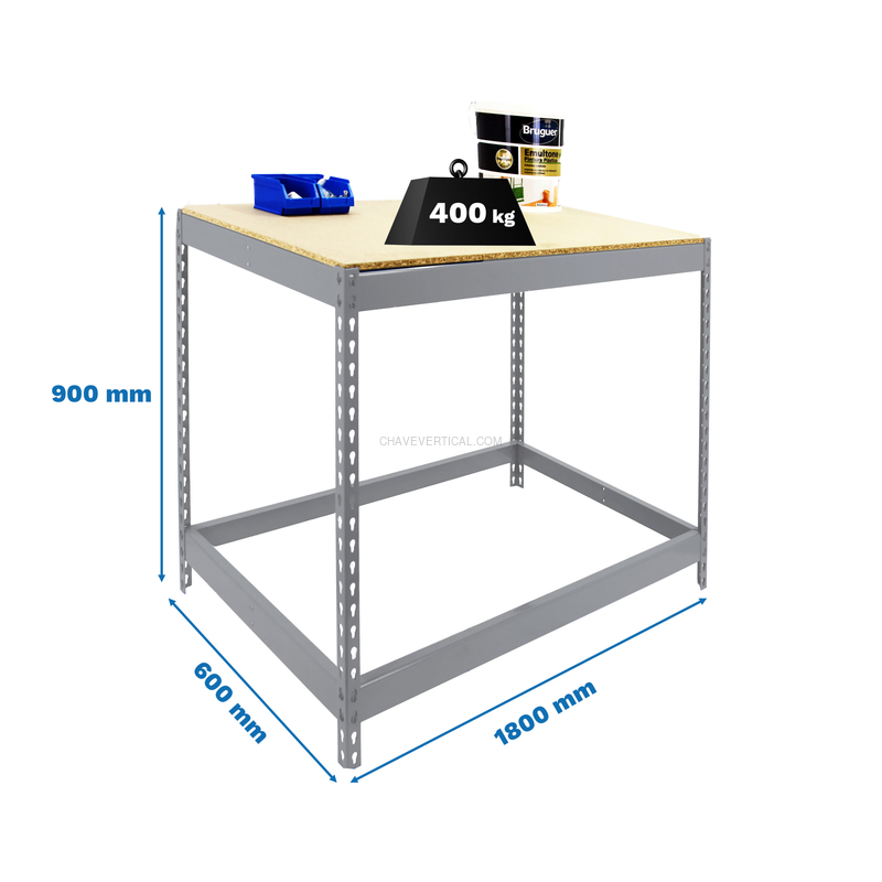 Bancada de Trabalho SIMONWORK BASIC 1 901860-1 Galvanizado/Madeira - 900 x 1800 x 600 mm