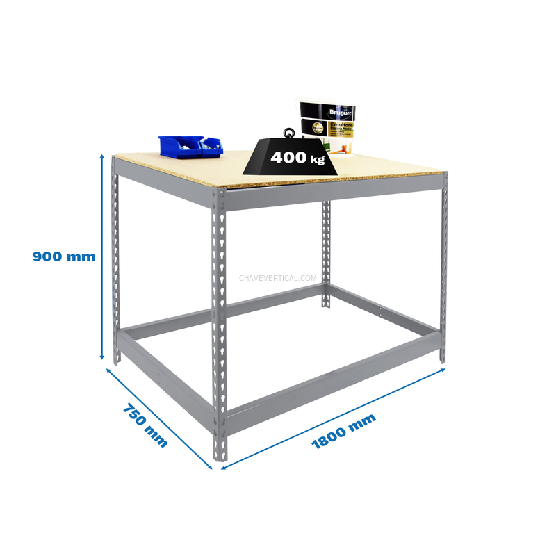 Bancada de Trabalho SIMONWORK BASIC 1 901875-1 Galvanizado/Madeira - 900 x 1800 x 750 mm