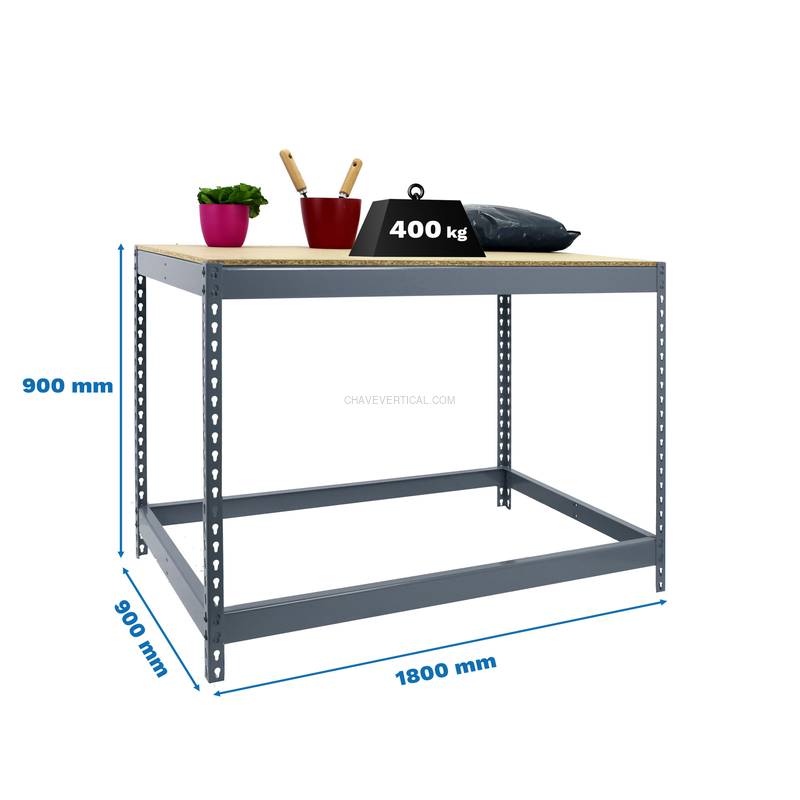 Bancada de Trabalho SIMONWORK BASIC 1 901890-1 Cinzento/Madeira - 900 x 1800 x 900 mm