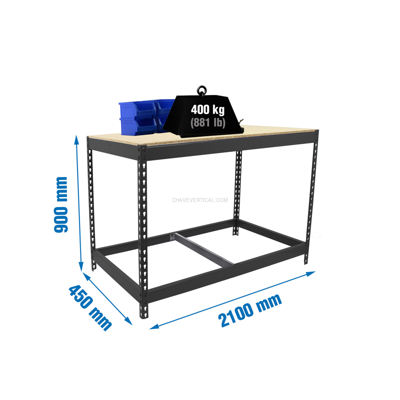 Bancada de Trabalho SIMONWORK BASIC 1 902145-1 Antracite/Madeira - 900 x 2100 x 450 mm