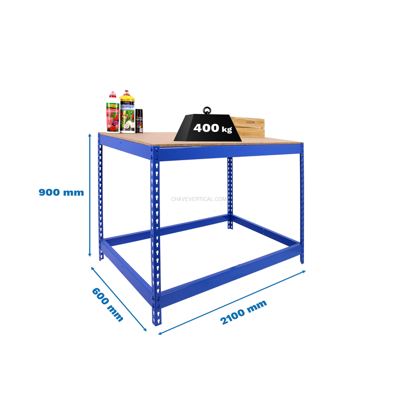 Bancada de Trabalho SIMONWORK BASIC 1 902160-1 AZUL/Madeira - 900 x 2100 x 600 mm