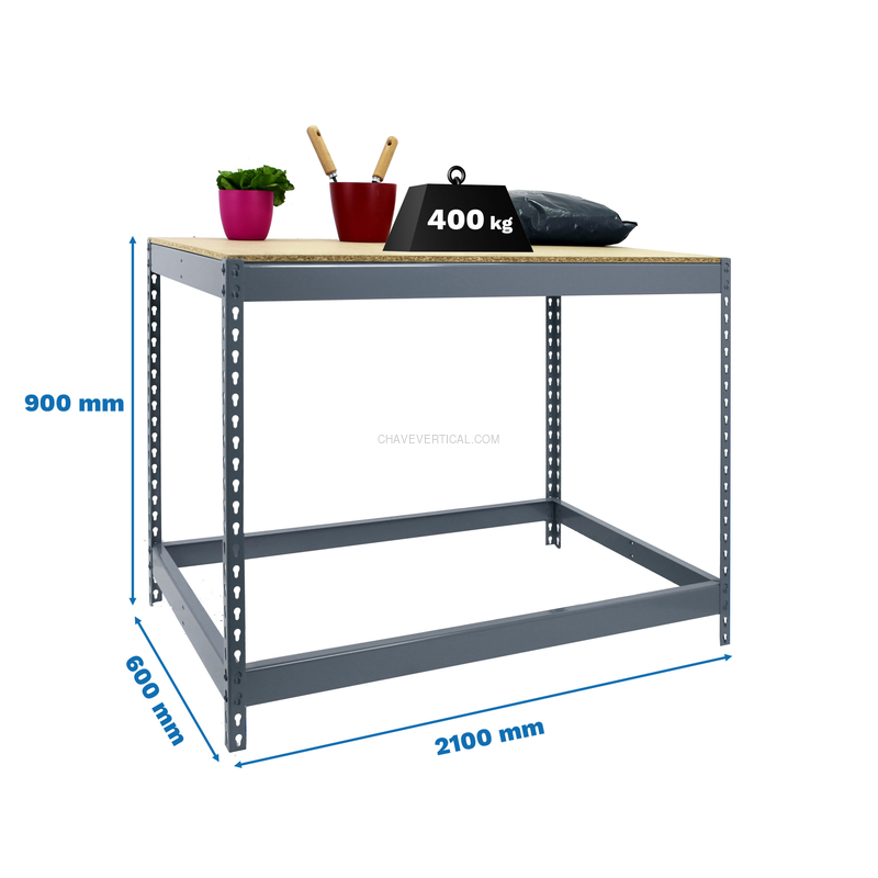 Bancada de Trabalho SIMONWORK BASIC 1 902160-1 Cinzento/Madeira - 900 x 2100 x 600 mm