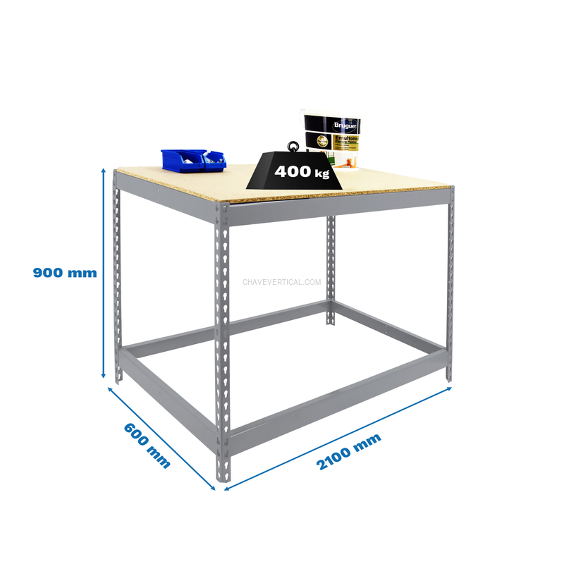 Bancada de Trabalho SIMONWORK BASIC 1 902160-1 Galvanizado/Madeira - 900 x 2100 x 600 mm