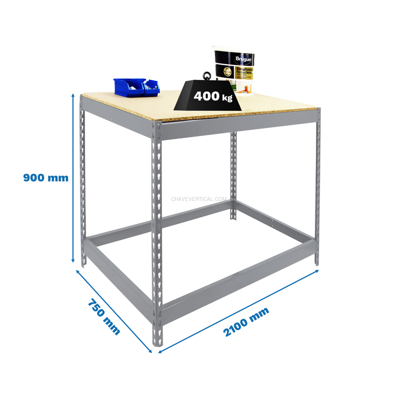 Bancada de Trabalho SIMONWORK BASIC 1 902175-1 Galvanizado/Madeira - 900 x 2100 x 750 mm