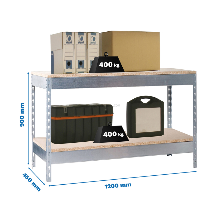 Bancada de Trabalho SIMONWORK BASIC 2 901245-2 Galvanizado/Madeira - 900 x 1200 x 450 mm