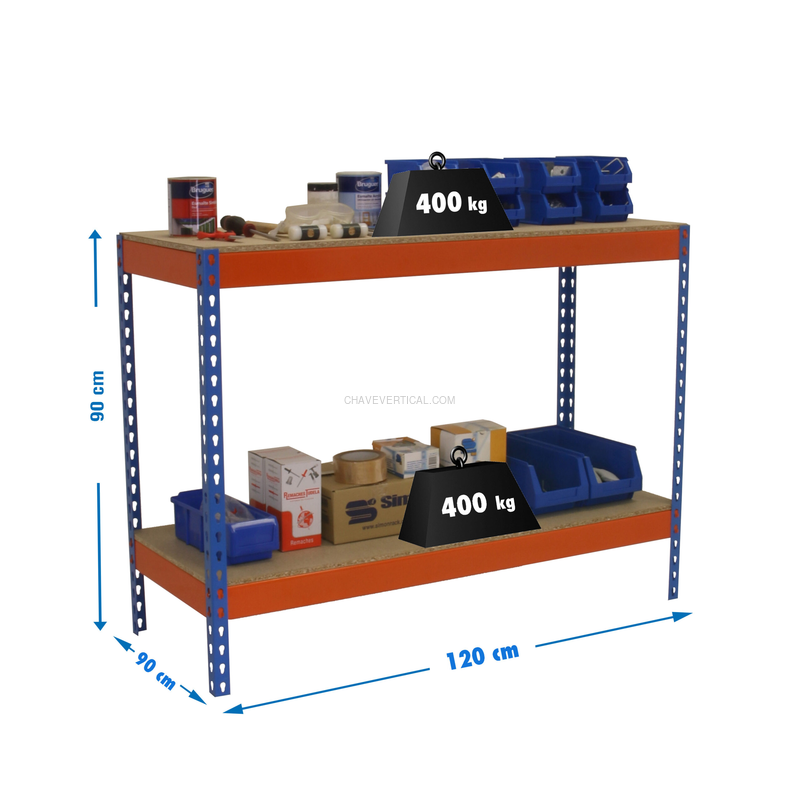 Bancada de Trabalho SIMONWORK BASIC 2 901290-2 Azul/Laranja/Madeira - 900 x 1200 x 900 mm