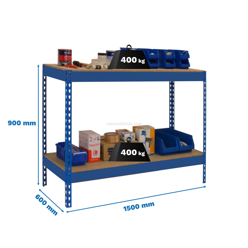 Bancada de Trabalho SIMONWORK BASIC 2 901560-2 AZUL/Madeira - 900 x 1500 x 600 mm