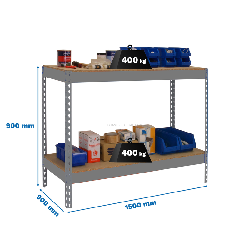 Bancada de Trabalho SIMONWORK BASIC 2 901590-2 Cinzento/Madeira - 900 x 1500 x 900 mm