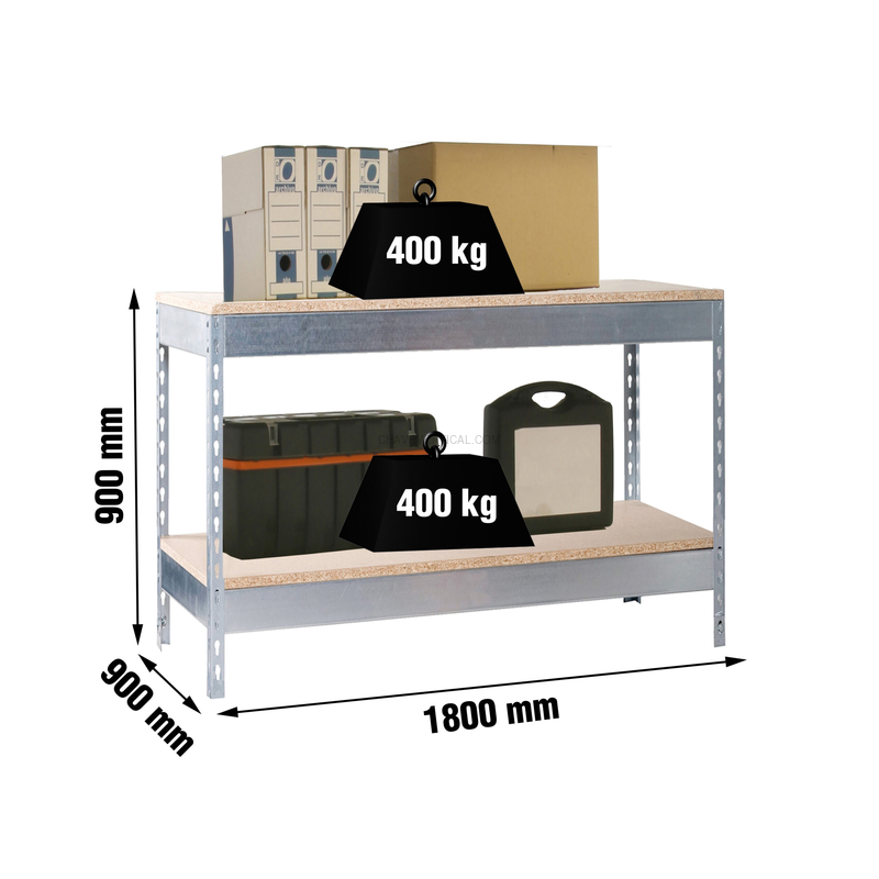 Bancada de Trabalho SIMONWORK BASIC 2 901890-2 Galvanizado/Madeira - 900 x 1800 x 900 mm