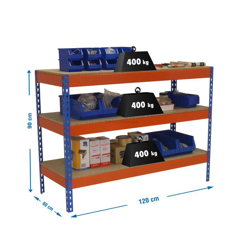 Bancada de Trabalho SIMONWORK BASIC 3 901260-3 Azul/Laranja/Madeira - 900 x 1200 x 600 mm