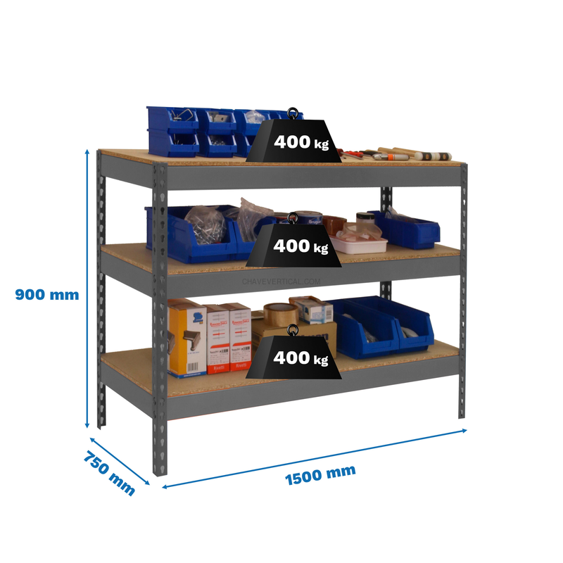 Bancada de Trabalho SIMONWORK BASIC 3 901575-3 Cinzento/Madeira - 900 x 1500 x 750 mm