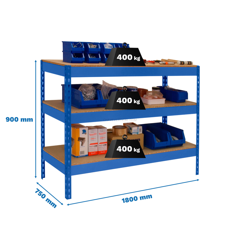 Bancada de Trabalho SIMONWORK BASIC 3 901875-3 AZUL/Madeira - 900 x 1800 x 750 mm