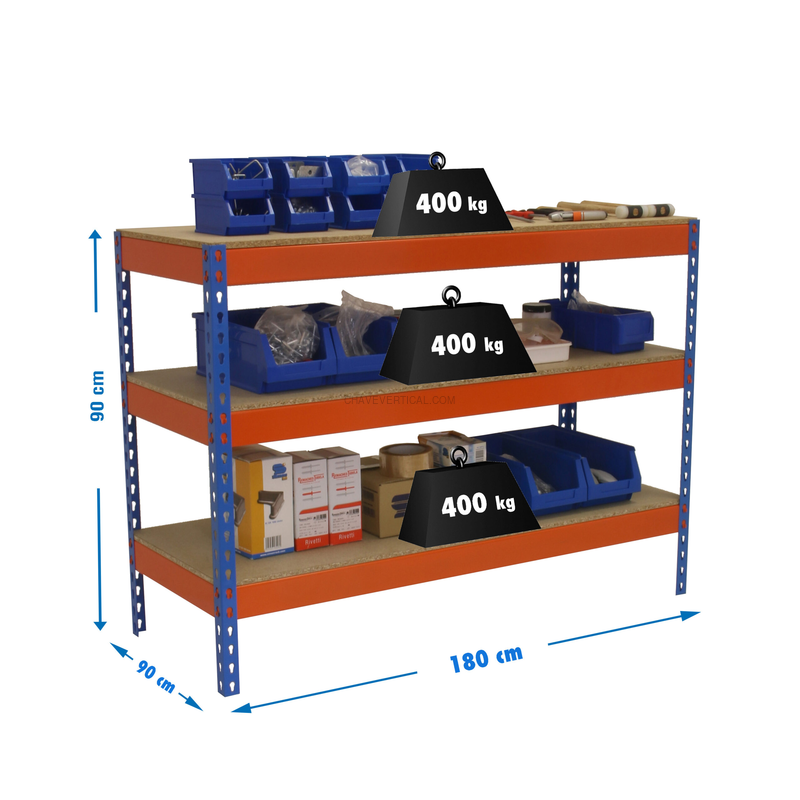 Bancada de Trabalho SIMONWORK BASIC 3 901890-3 Azul/Laranja/Madeira - 900 x 1800 x 900 mm