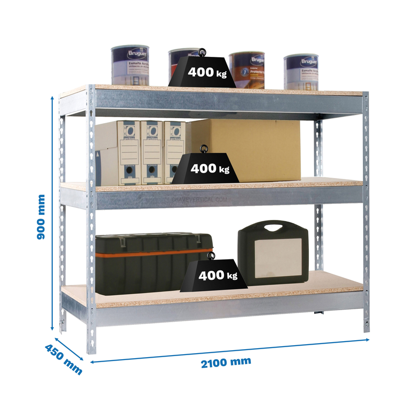 Bancada de Trabalho SIMONWORK BASIC 3 902145-3 Galvanizado/Madeira - 900 x 2100 x 450 mm