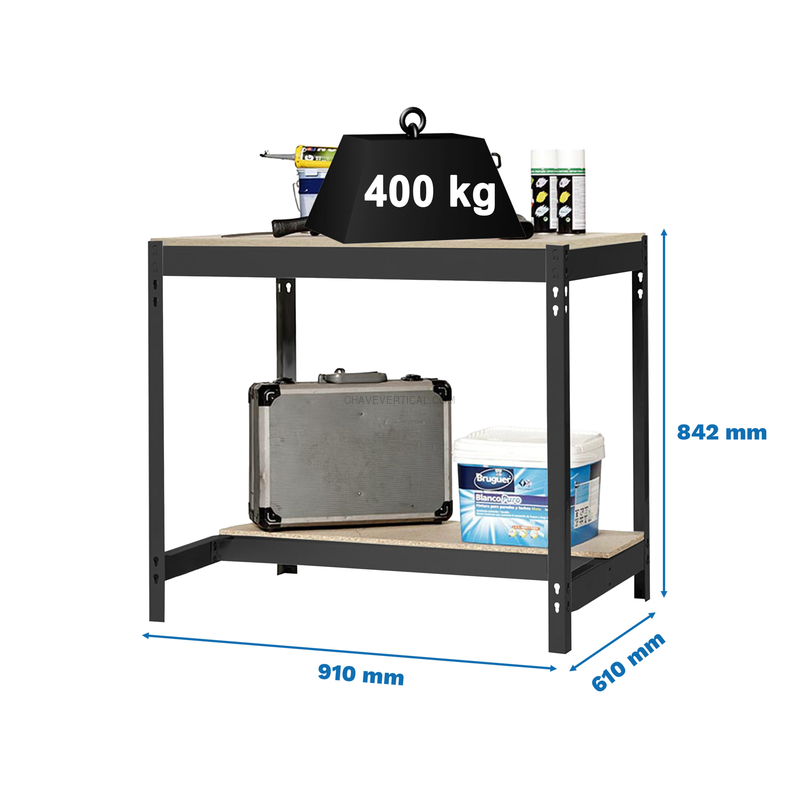 Bancada de Trabalho SIMONWORK BT0 900X600 Antracite/Madeira - 842 x 910 x 610 mm