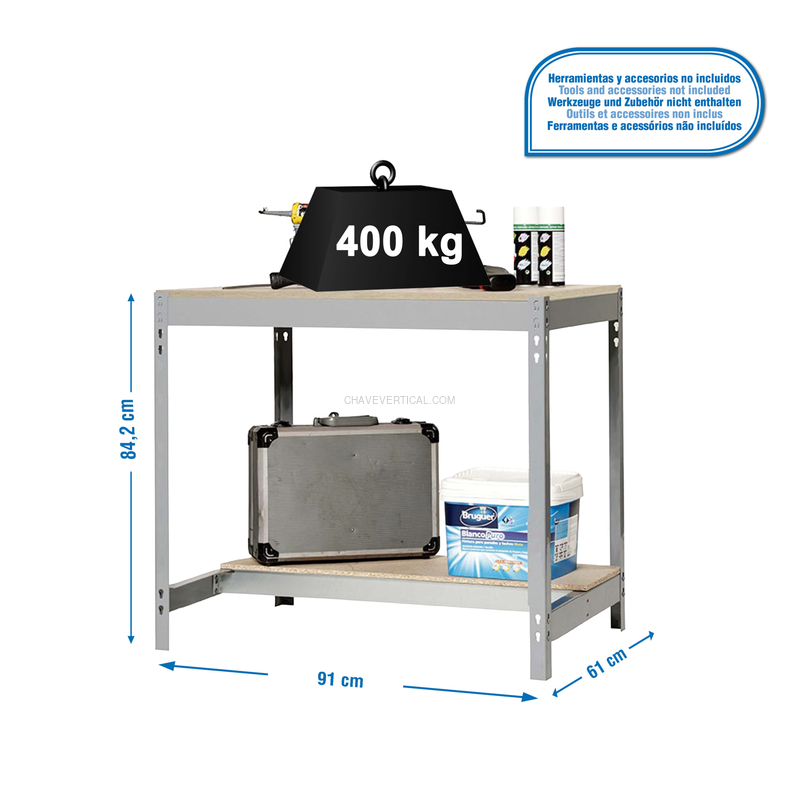 Bancada de Trabalho SIMONWORK BT0 900X600 Cinzento/Madeira - 842 x 910 x 610 mm