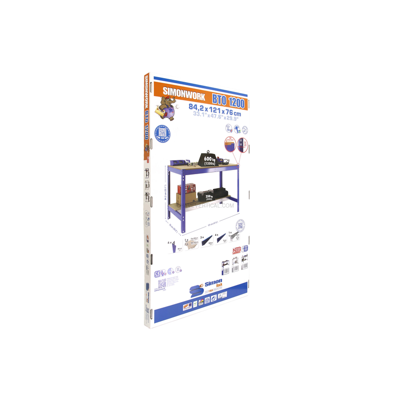 Bancada de Trabalho SIMONWORK BT0 900X600 Cinzento/Madeira - 842 x 910 x 610 mm