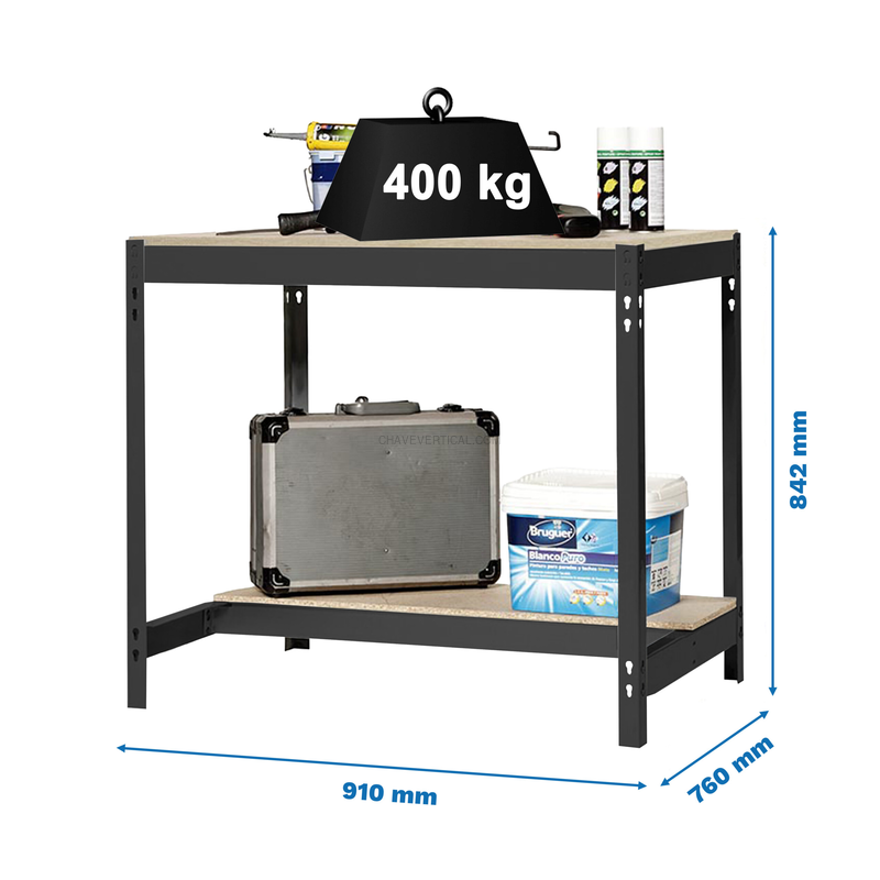 Bancada de Trabalho SIMONWORK BT0 900X750 Antracite/Madeira - 842 x 910 x 760 mm