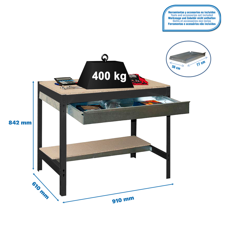 Bancada de Trabalho SIMONWORK BT0 BOX 900 Antracite/Madeira - 842 x 910 x 610 mm